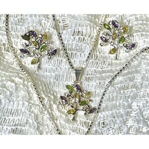 Mardi Gras Live Oak Tree Sterling Silver Pendant And Dangle Earrings New Orleans